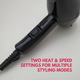 Mini Dryer - 1000 Watts DC Motor Hair Dryer - Black