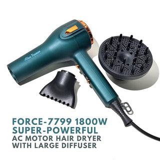 1800W Super Powerful AC Motor Hair Dryer with Large Diffuser